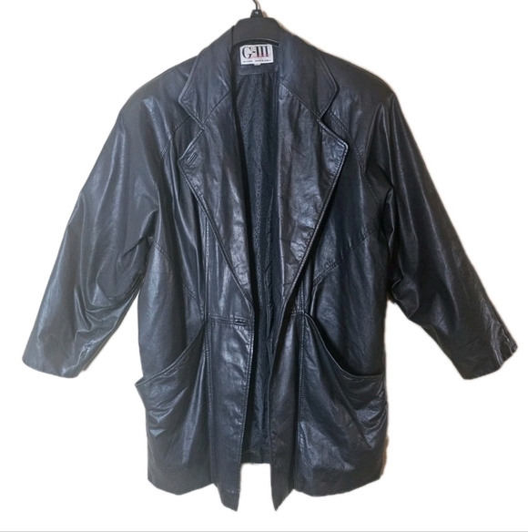 VINTAGE G-111 made in Korean Men’s Black Long Sleeve Leather Bomber Jacket Sz L